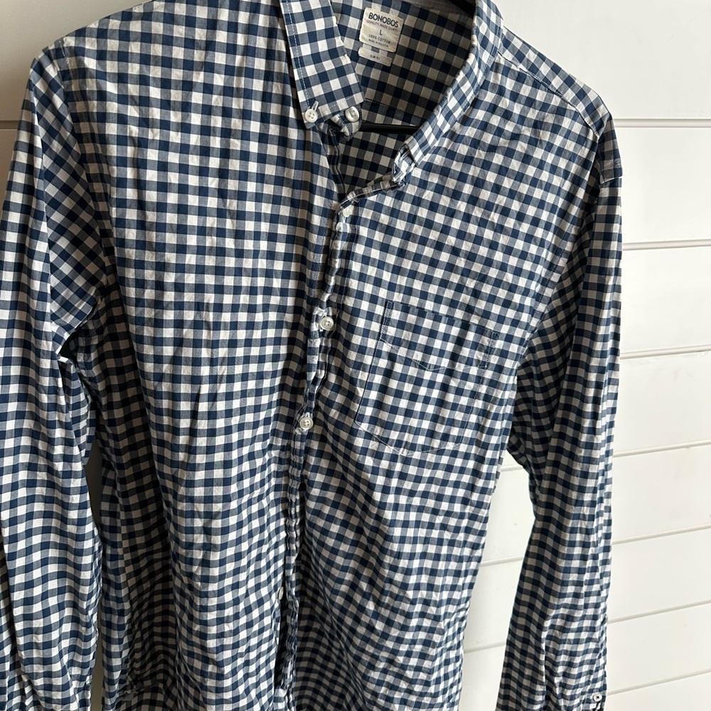 Bonobos Blue and White Checkered Button Down Shirt